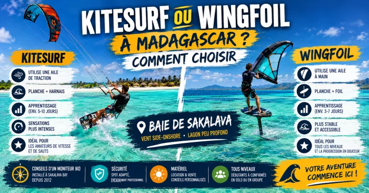 Kitesurf ou wingfoil à Madagascar : quel sport choisir ?